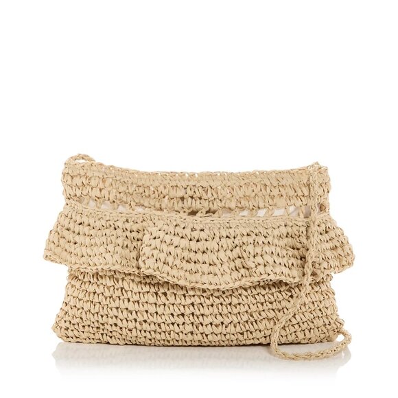 Aqua Handbags - Aqua Gypsy Raffia Clutch - Natural